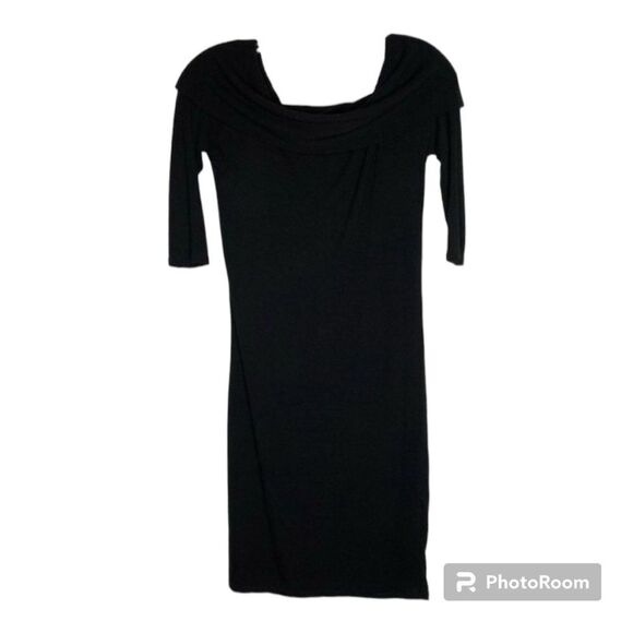 Forever 21 Dresses & Skirts - Forever 21 Black Off Shoulder Ribbed 3/4 Sleeves Dress Small
